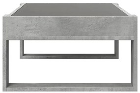 betonszürke végtelen hatású LED-es dohányzóasztal 90x53x30 cm