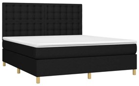 fekete szövet rugós és LED-es ágy matraccal 160x200 cm