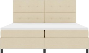vidaXL Boxrugós ágy matracmal leddel Krém 200 x 200 cm szövet
