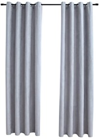 vidaXL 2 db szürke sötétítőfüggöny fémgyűrűkkel 140 x 225 cm