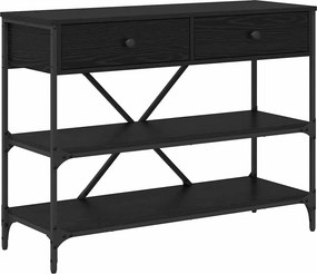 vidaXL Konzolasztal fiókkal Fekete tölgy 100 x 34,5 x 75 cm faszínű