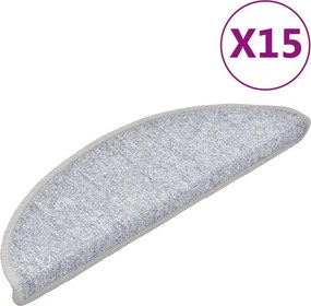 vidaXL 15 darab világosszürke lépcsőszőnyeg 56 x 17 x 3 cm