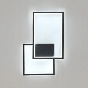 Kinkiet Led Lampa Scienna Czarny Do Salonu Nowoczesny Kwadrat 34W 6500K