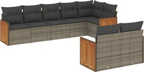vidaXL 8 részes szürke polyrattan kerti ülőgarnitúra párnákkal