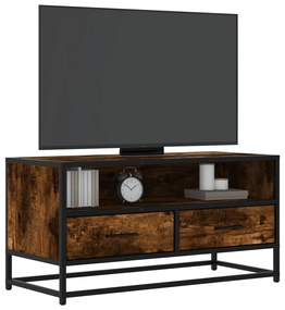 füstös tölgy színű szerelt fa és fém TV-szekrény 80x34,5x40 cm
