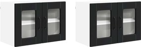 vidaXL Konyhaszekrény polcokkal 2 pcs Fekete 60 x 31 x 40 cm Faanyag