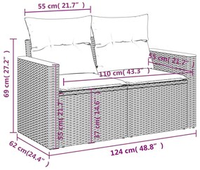 6 részes szürke polyrattan kerti ülőgarnitúra párnával