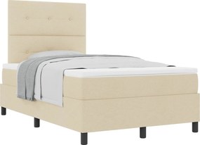 vidaXL Boxrugós ágy matracmal fejtámlával Krém 120 x 200 cm szövet