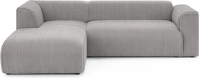 Világosszürke kordbársony sarokkanapé (bal oldali-heverő résszel) Merid – Ropez