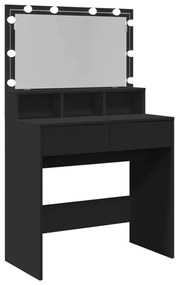 fekete fésülködőasztal LED-del 80 x 41 x 134,5 cm
