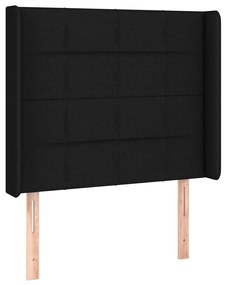 fekete szövet fejtámla szárnyakkal 103x16x118/128 cm