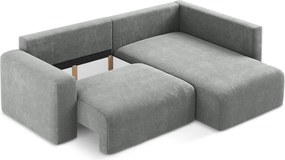 Szürke zsenília kinyitható-tárolóhelyes sarokkanapé (jobb oldali-L alakú) Kona – Makamii