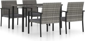 vidaXL 5 részes szürke polyrattan kerti étkezőgarnitúra
