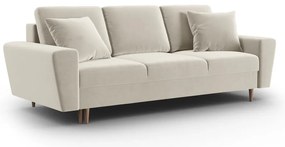 Bézs bársony kinyitható tárolóhelyes kanapé 235 cm Kyoto – Cosmopolitan Design