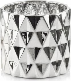 Kerámia Fedő Virágtartó 13 x 12 cm Ezüst Glamour