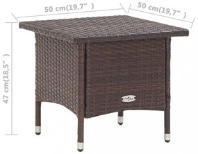 barna polyrattan teázóasztal 50 x 50 x 47 cm