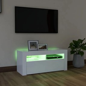 fehér TV-szekrény LED-lámpákkal 90 x 35 x 40 cm