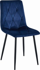 AKCIÓ Kék bársony étkezőszék LIBRA fekete lábakkal II. osztály