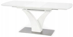 Asztal Houston 657Fehér, 75x80x140cm, Hosszabbíthatóság, Edzett üveg, Közepes sűrűségű farostlemez, Fém, Közepes sűrűségű farostlemez