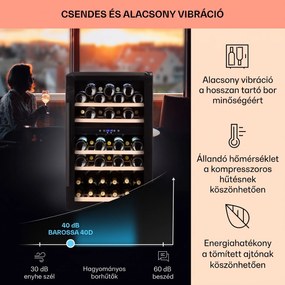 Klarstein Barossa 40D, borhűtő,135 liter, 2 zóna, 41 palack, üvegajtó, érintőképernyős