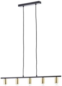 Brilliant - KERRY kábeles csillár 5xE27/40W/230V fekete/sárgaréz