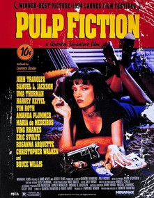 Fém tábla Pulp Fiction - Uma on Bed, (30 x 40 cm)