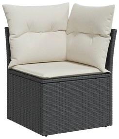 Fekete polyrattan kerti sarokkanapé párnával