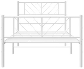 fehér fém ágykeret fej- és lábtámlával 75 x 190 cm