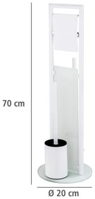 Fehér rozsdamentes acél WC-papír tartó állvány WC-kefével Ravina – Wenko