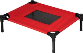 PawHut Hordozható Emelt Ágy Kutyáknak és Macskáknak Lélegző Hálós Zónával és Oxford Szövettel Benti és Kinti Használatra 61x46x18 cm Piros | Aosom