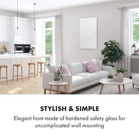 Klarstein Crystal Wall, infravörös hősugárzó, 100 x 60 cm, 600 W, heti időzítő, IP20, fehér