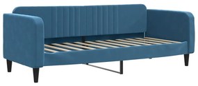 kék kihúzható bársony heverő 80 x 200 cm