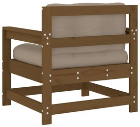 2 db mézbarna tömör fenyőfa kerti szék párnákkal