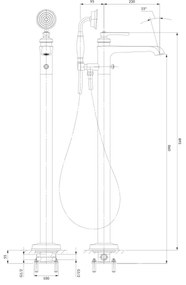 OMNIRES AM5233CR - Szabadon álló fürdőkád szett ARMANCE csillogó króm
