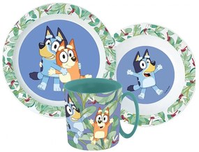Bluey Leaves étkészlet, micro műanyag szett bögrével 265 ml