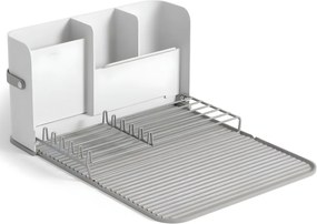 Edényszárító, fehér, összecsukható csepegtető szőnyeggel és Sling tartállyal