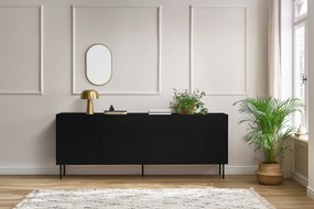 Desin komód 220 cm négyajtós - fekete matt / nagano tölgy