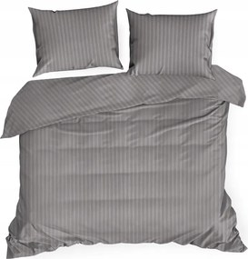 Szatén ágyneműhuzat 160x200 Vera acél damaszt csíkos Eurofirany