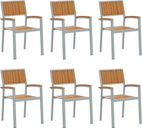vidaXL Összecsukható Szék 6 pcs Barna 56 x 57 x 87 cm Tömör Akácfa