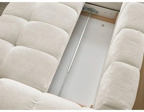 Fehér zsenília kinyitható-tárolóhelyes sarokkanapé (bal oldali-L alakú) Everest – Bobochic Paris