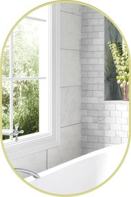 HOMCOM Ovális Fürdőszoba Tükör 60x90 cm Alumínium Kerettel, Dekoratív Fali Tükör, Függőleges és Horizontális Elhelyezés, Arany | Aosom