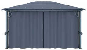 antracitszürke alumíniumpavilon függönnyel 400 x 300 cm