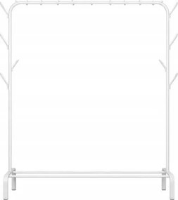 Verk 27685 Ruhatartó állvány cipőtartó polccal, 8 akasztóval, fehér