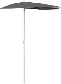 vidaXL antracitszürke félköríves napernyő rúddal 180 x 90 cm