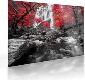 Üveg kép - Vízesések az őszi tájban (70x50 cm)