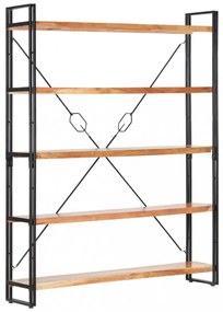 5 szintes tömör akácfa könyvespolc 140 x 30 x 180 cm