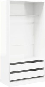vidaXL magasfényű fehér szerelt fa ruhásszekrény 100 x 50 x 200 cm