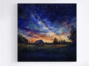 Poszter Kilátás Tájkép Falu Ég Csillagok 80x80