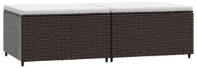2 db barna polyrattan kerti lábtartó párnával