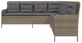szürke polyrattan L-alakú kerti kanapé párnákkal
